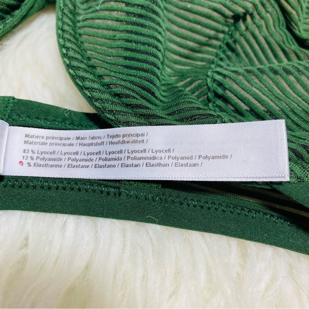 Princesse Tam Tam French Designer Forest Green Sheer Bra Sz-32D - Picture 3 of 4
